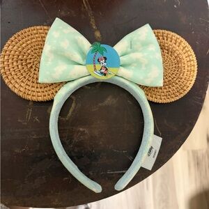 Disney Tropical Woven Ear Headband with Mint Bow